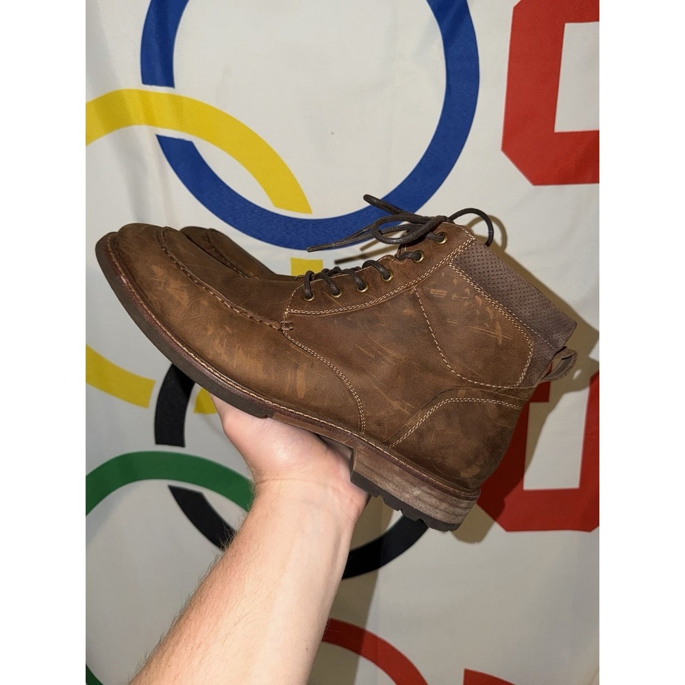 Florsheim Boots Mens 11 Brown Leather Nubuck Ankle Lace Up - Picture 3 of 8